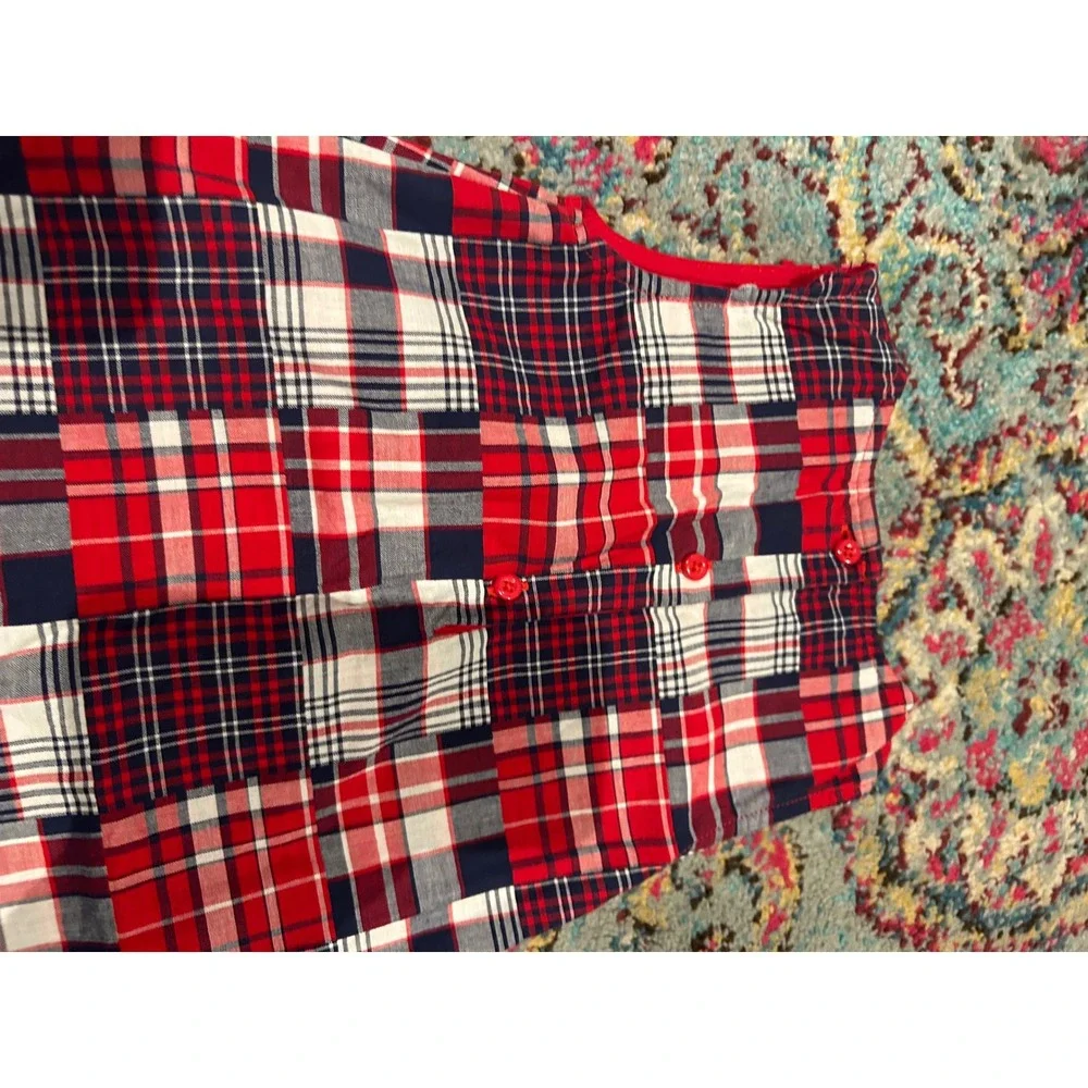 Gymboree Girls Red Plaid Patchwork Sleeveless Jumper Dress Size 4T Holiday k7035